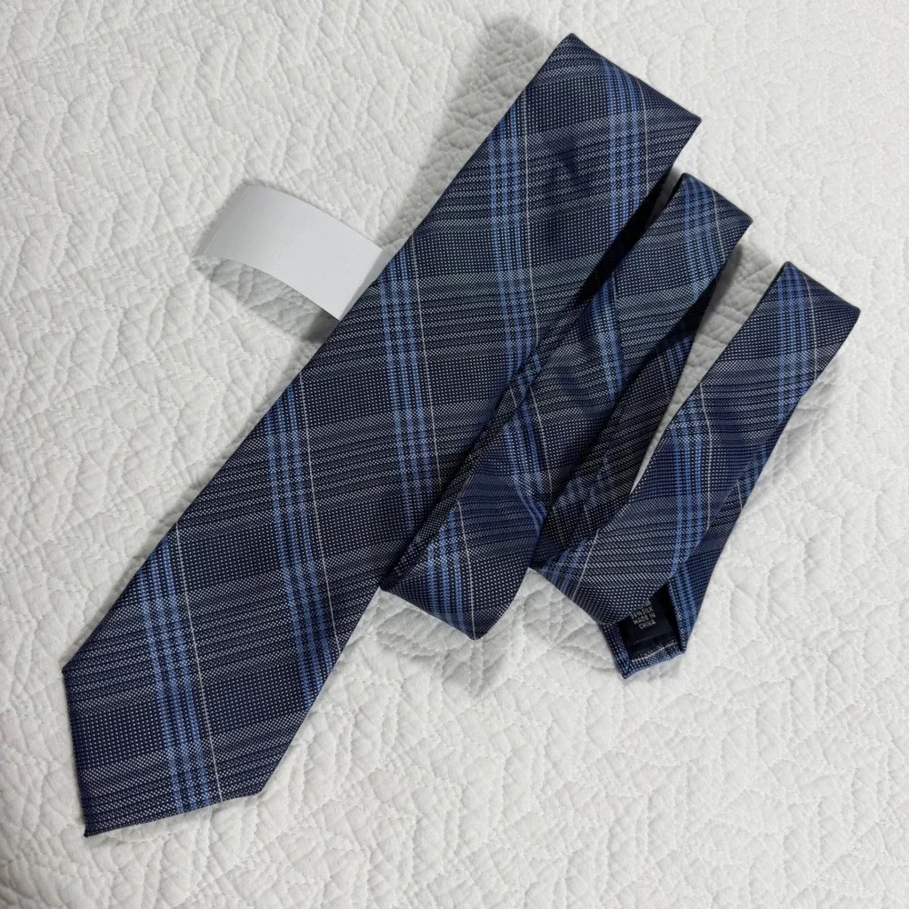 Tommy Hilfiger Necktie Men's Blue Preppy Designer Plaid Silk Blend 58